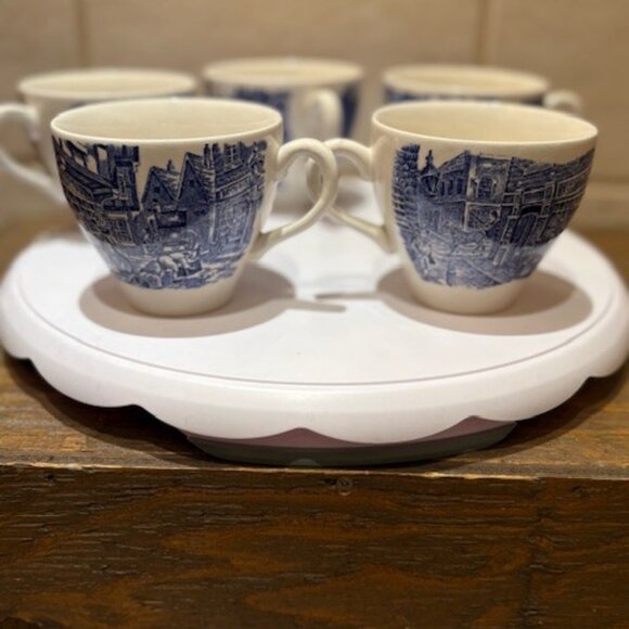 Dickens Series Teacups English Ironstone Tableware Blue Willow Vintage Set of 5 - Picture 5 of 7